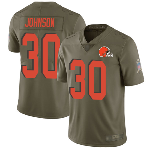 Cleveland Browns D Ernest Johnson Men Olive Limited Jersey #30 NFL Football 2017 Salute To Service